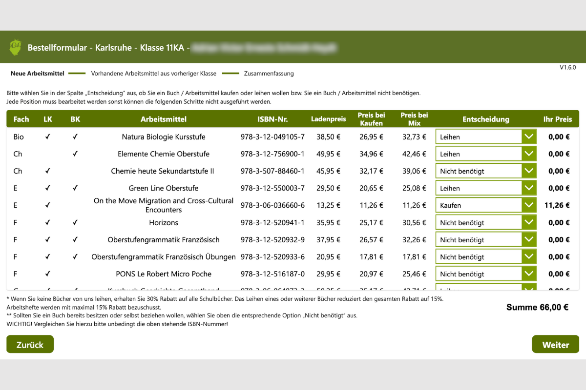 Bestellformular Heisenberg Gymnasium